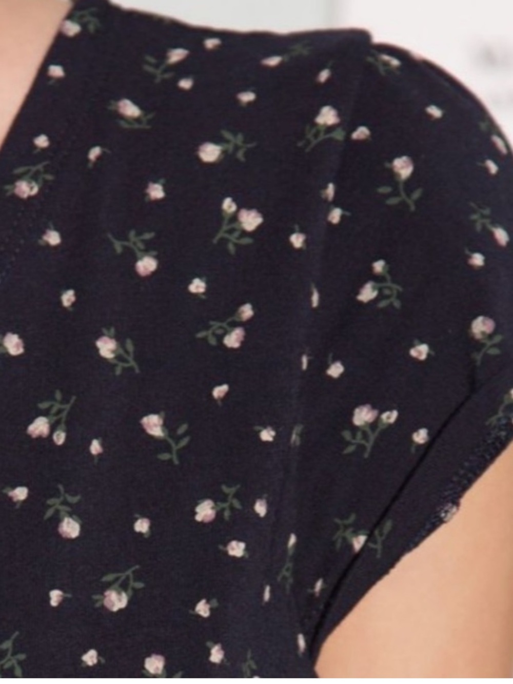Brandy Melville Navy Floral Wrap-Style Midi Dress - Picture 3 of 13